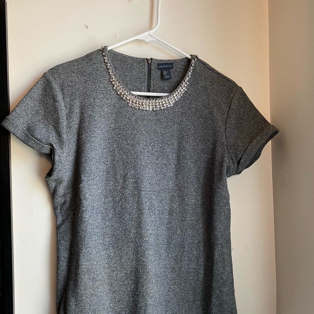 Grey Shortsleeved, Rhinestone Top